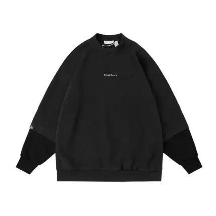 Світшот чорний unisex pullup oversize чорний однотонний модний утеплений на флісі унісекс оверсайз бавовняний купити