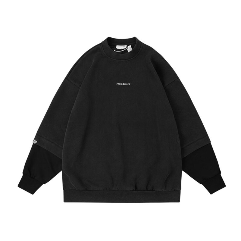 Світшот чорний unisex pullup oversize чорний однотонний модний утеплений на флісі унісекс оверсайз бавовняний купити