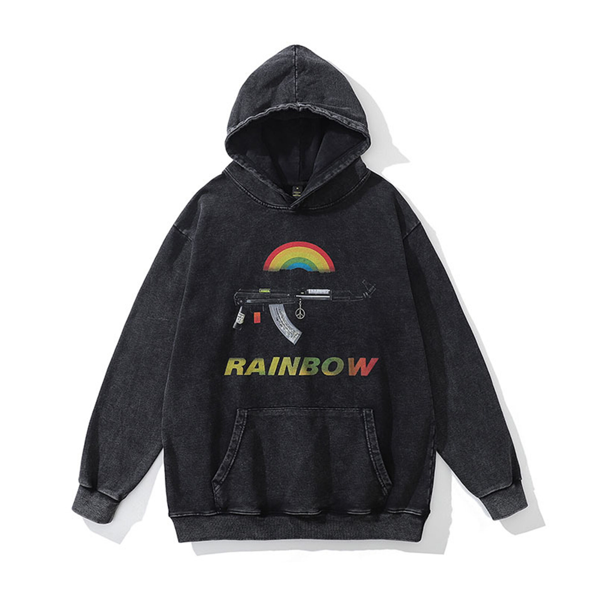 Худі «RAINBOW»: виготовлене з високоякісної бавовни, має оригінальний принт автомата з райдугою. З кенгуру-кишенями та капюшоном. Без застібки.