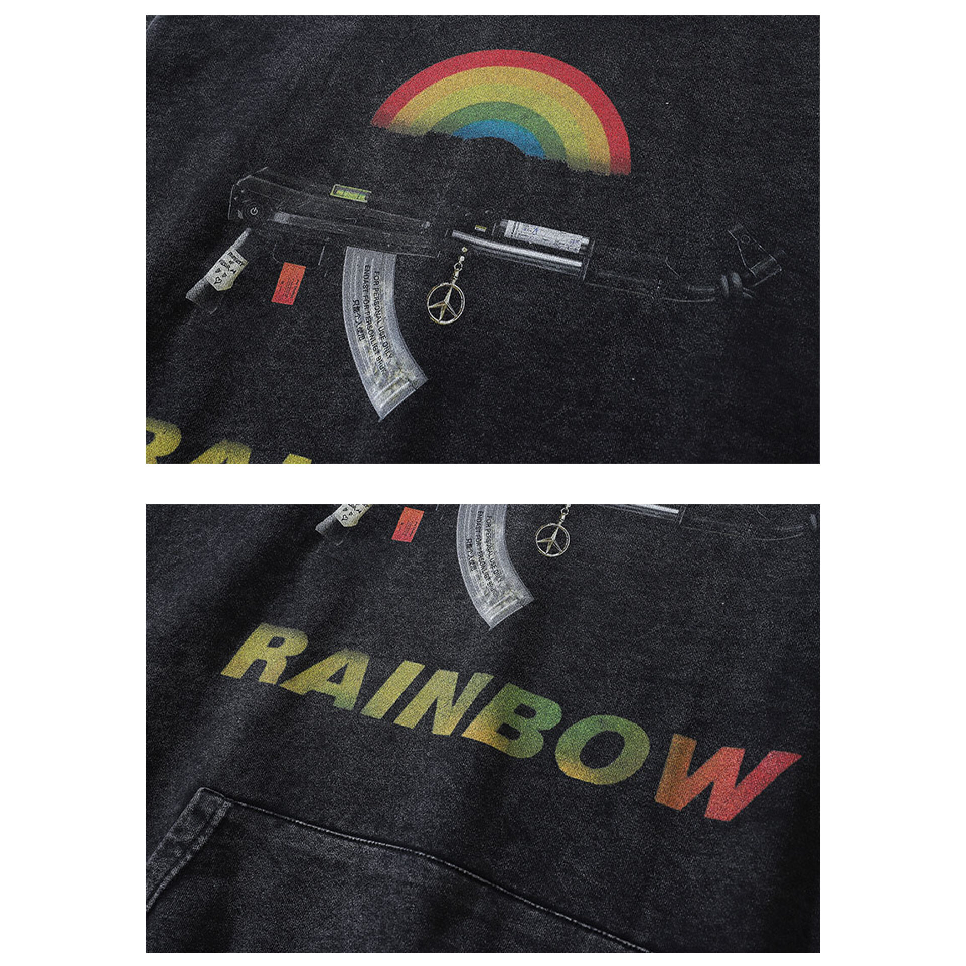 Худі «RAINBOW»: виготовлене з високоякісної бавовни, має оригінальний принт автомата з райдугою. З кенгуру-кишенями та капюшоном. Без застібки.