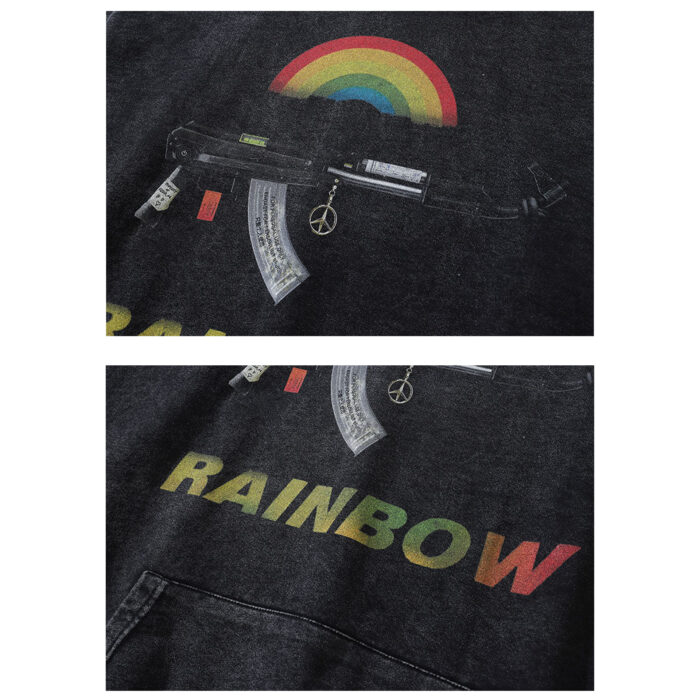 Худі «RAINBOW»: виготовлене з високоякісної бавовни, має оригінальний принт автомата з райдугою. З кенгуру-кишенями та капюшоном. Без застібки.