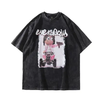 Футболка «Baby Uzi Vert 2» дихаюча бавовна, м'яка на дотик, стійка до зношування, стандартний поло-комір, короткі рукава з принтом