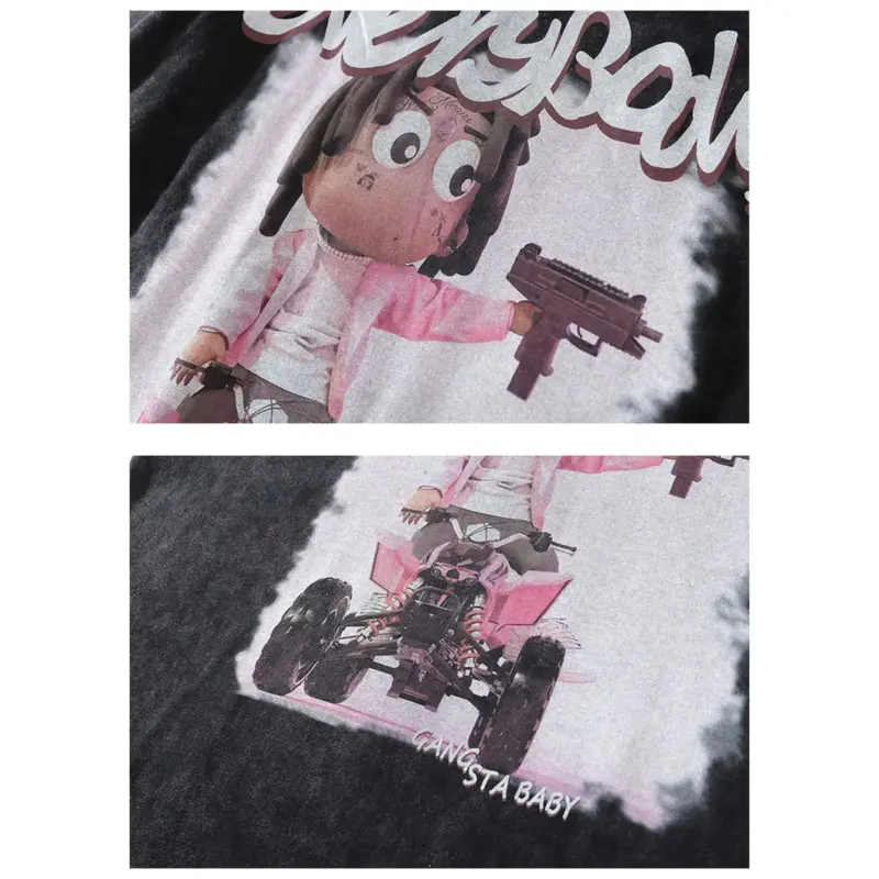 Футболка «Baby Uzi Vert 2» дихаюча бавовна, м'яка на дотик, стійка до зношування, стандартний поло-комір, короткі рукава з принтом