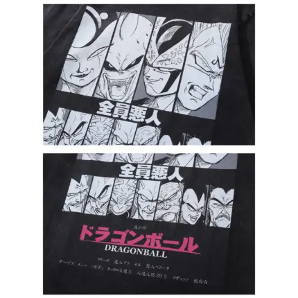 Футболка «DRAGONBALL» вільний крій з круглим коміром, однотонна з принтом