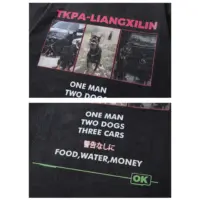 Футболка «FOOD, WATER, MONEY»: вільний крій з круглим коміром та принтом на однотонному фоні