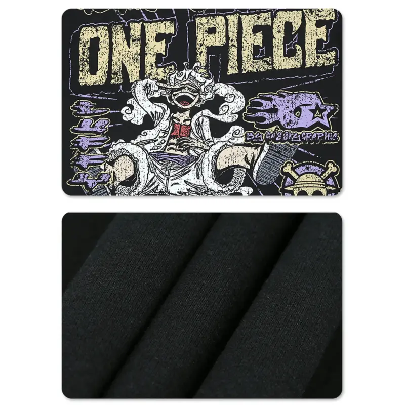 Футболка «One Piece Luffy»: матеріал - 95% бавовна, 5% поліестер, вільний крій з круглим коміром та принтом спереду і на спині.