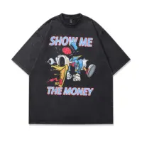 Чорна футболка «Show me the money» зі 100% бавовни з яскравим принтом і написом на передній частині.