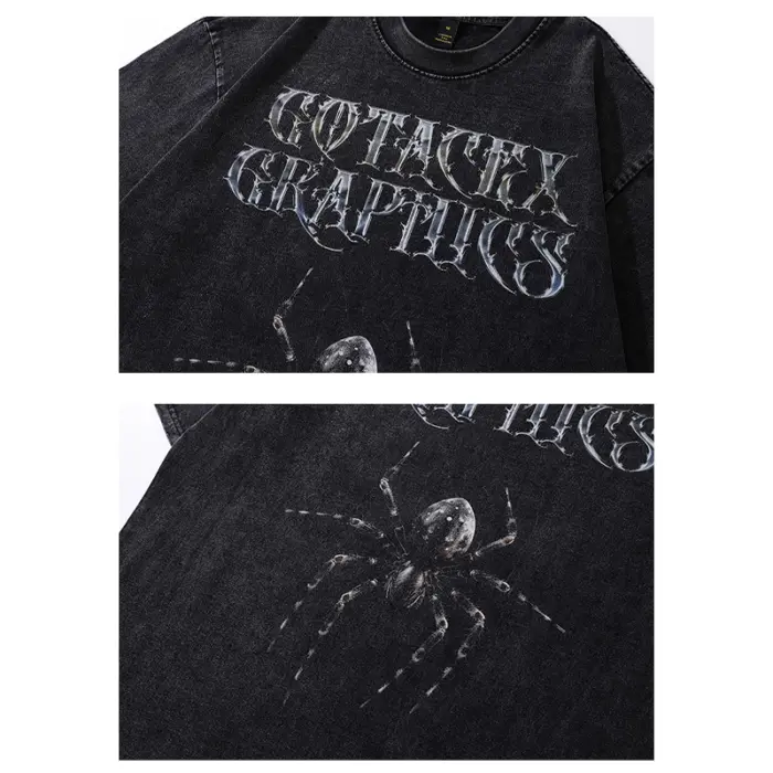 Чоловіча футболка «Arachnid Gothic» з 100% бавовни, прикрашена зображенням павука у готичному стилі.