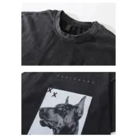 Футболка «DOBERMANN X» чорного кольору з принтом добермана, виготовлена з 100% бавовни, вільний крій, оверсайз.