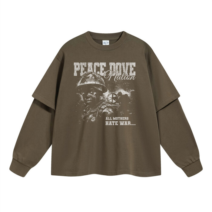 Лонгслів «PEACE DOVE» з тематичним антивоєнним принтом і написом "All Mothers Hate War".