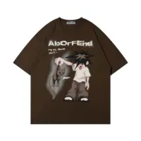 Футболки «Aborfend - Tag me, thank you!» у білому, кремовому, коричневому та чорному кольорах з принтом персонажа і написом.