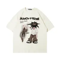 Футболки «Aborfend - Tag me, thank you!» у білому, кремовому, коричневому та чорному кольорах з принтом персонажа і написом.